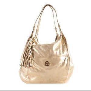 Tory Burch Dean Leather Hobo Bag in Gold